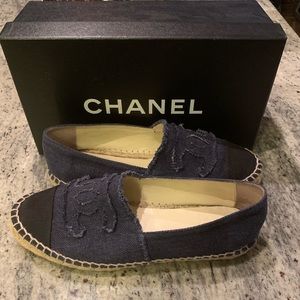CHANEL Denim CC Espadrilles SIZE 38